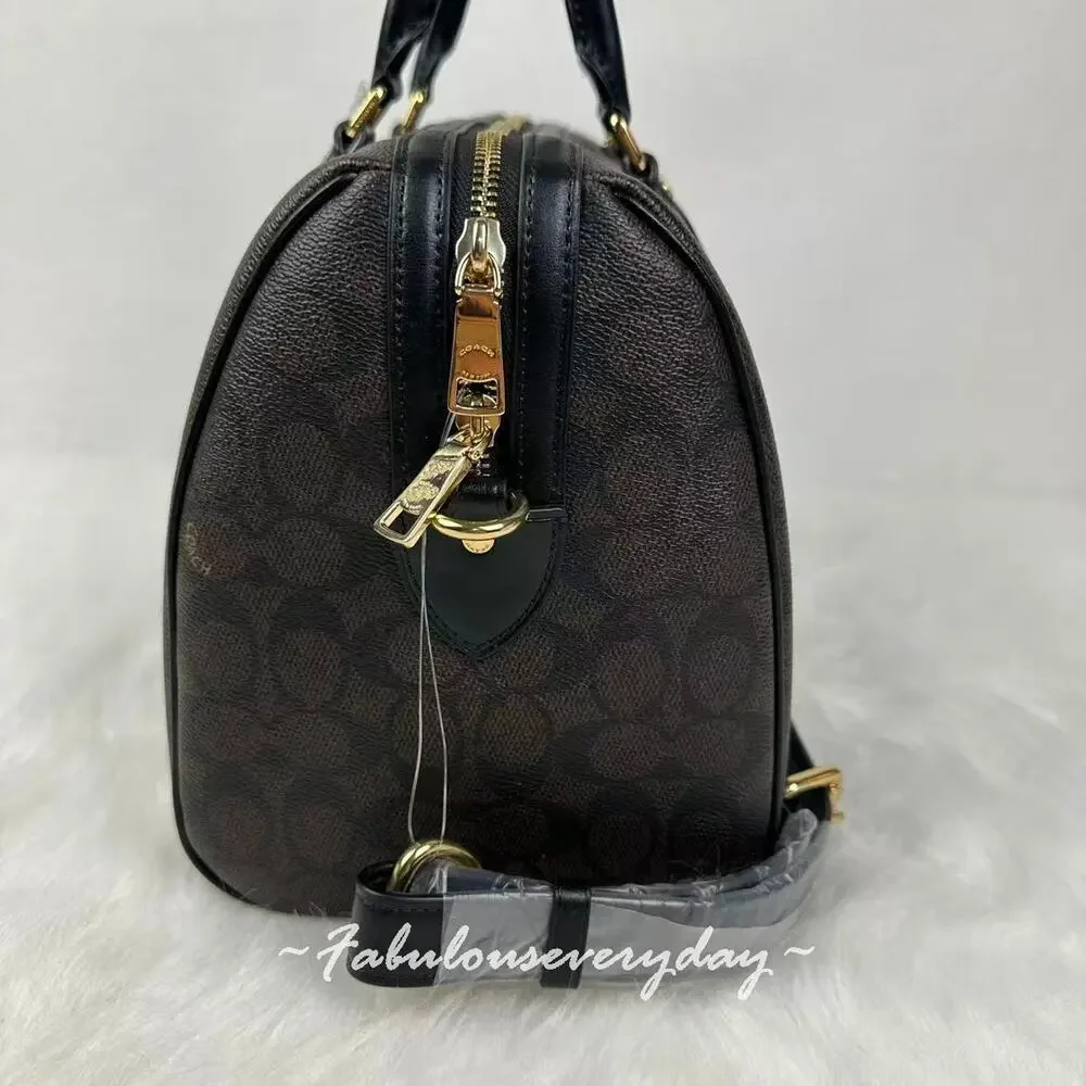Coach Rowan Large Satchel Bag In Signature Canvas CEY74 Gold/Walnut /Black NWT